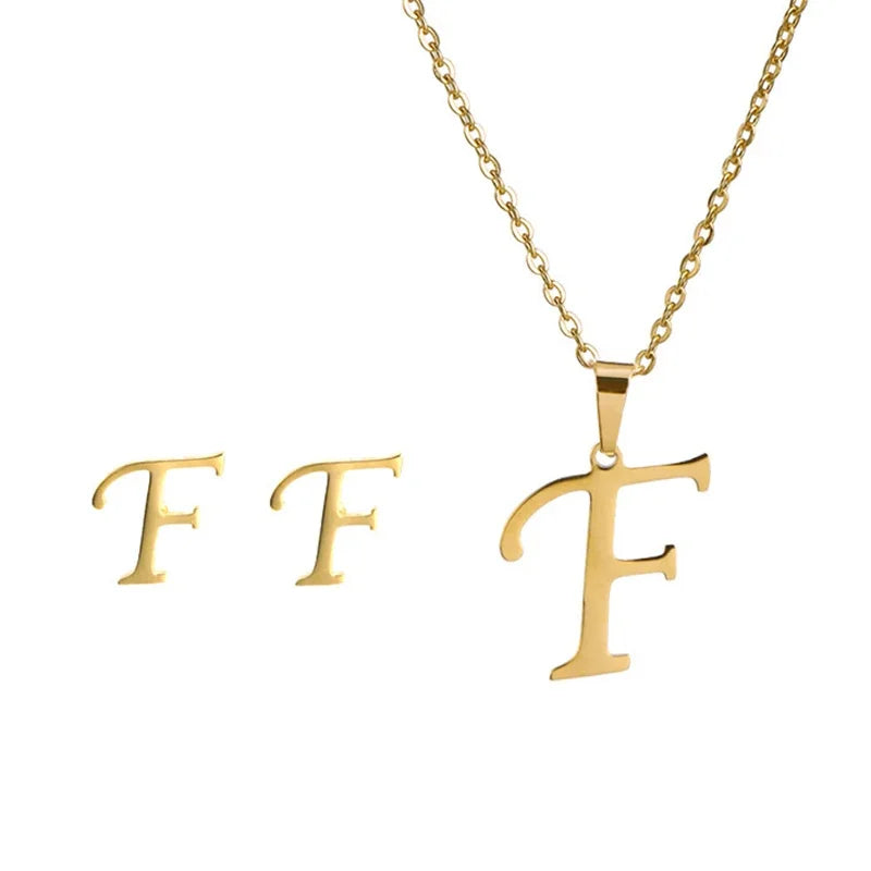 Collier pendentif initiale en acier inoxydable, finition dorée ou argentée, vue 15, King Watch