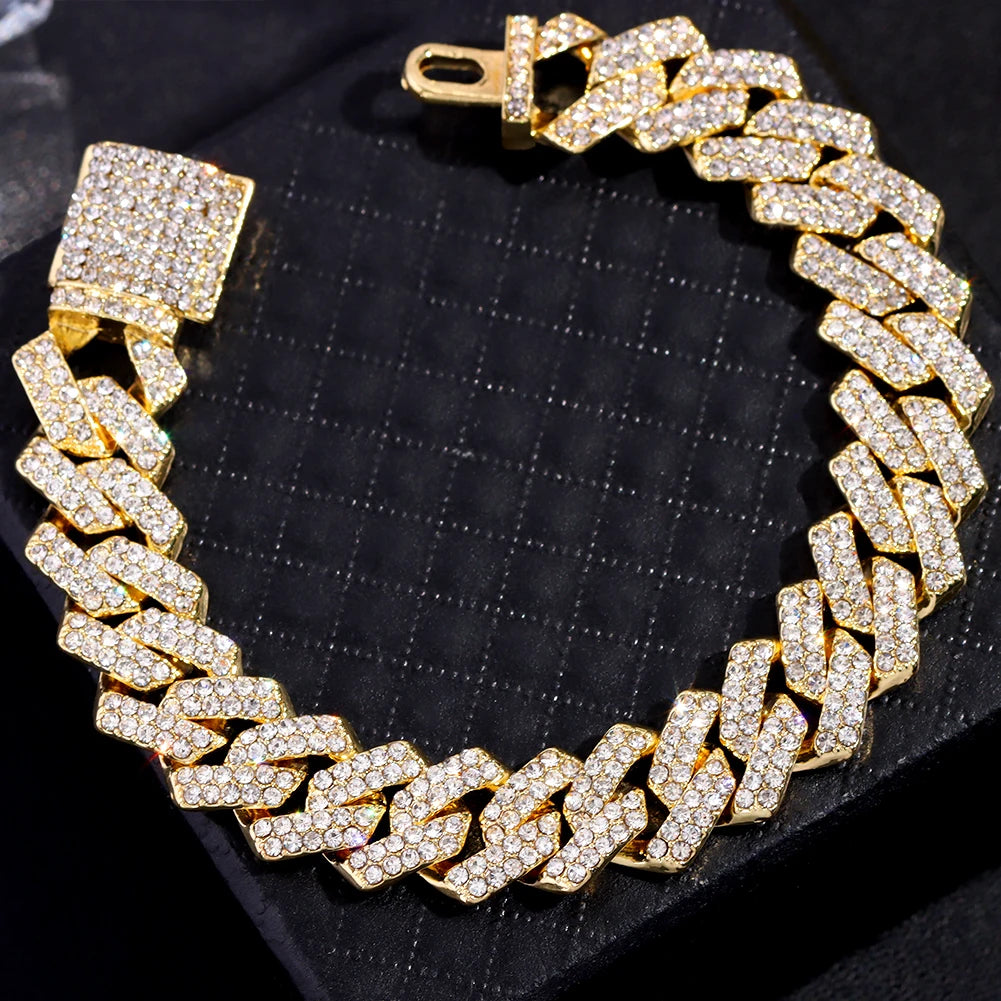 Bracelet maille cubaine iced out serti de strass, vue 5, King Watch
