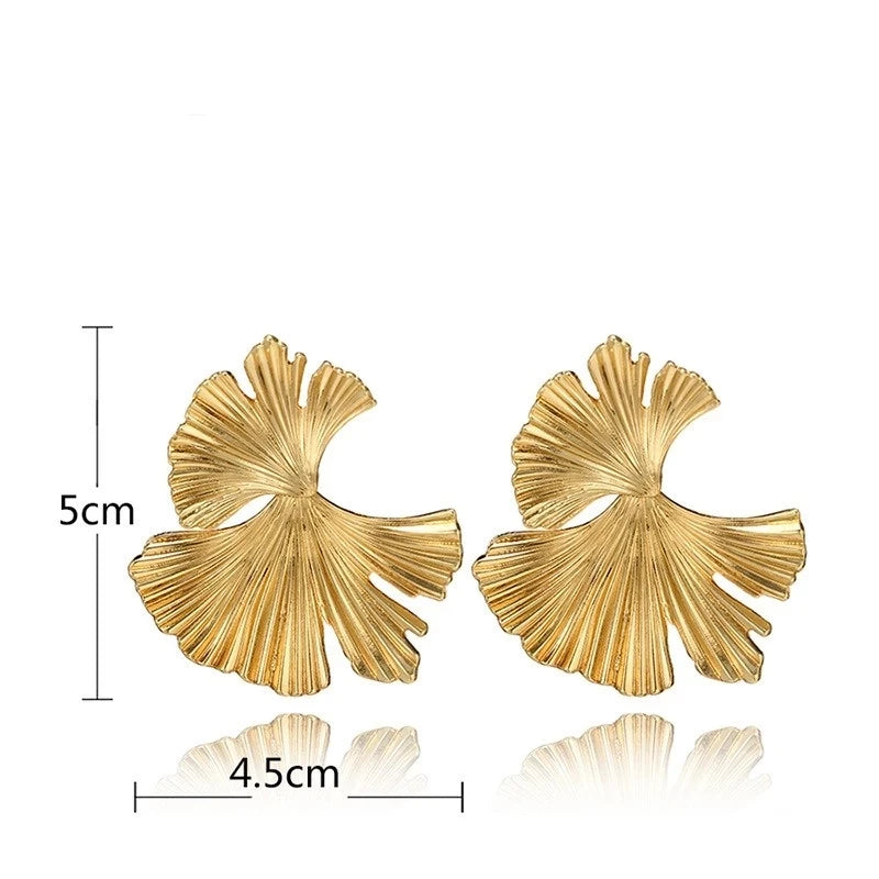 Boucles d'oreilles pendantes en métal doré, ginkgo doré, King Watch