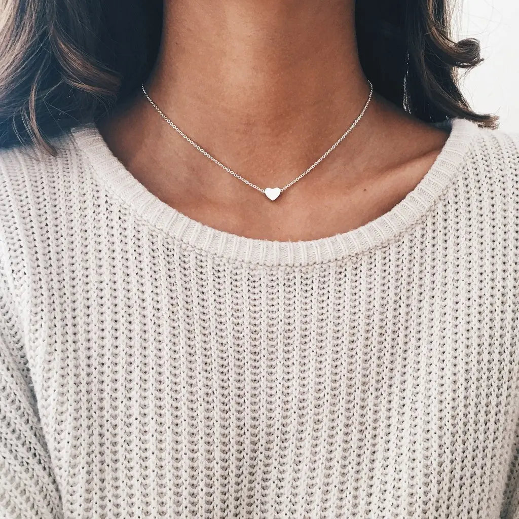 Collier à pendentif cœur sur chaîne fine, finition dorée ou argentée, vue 8, King Watch