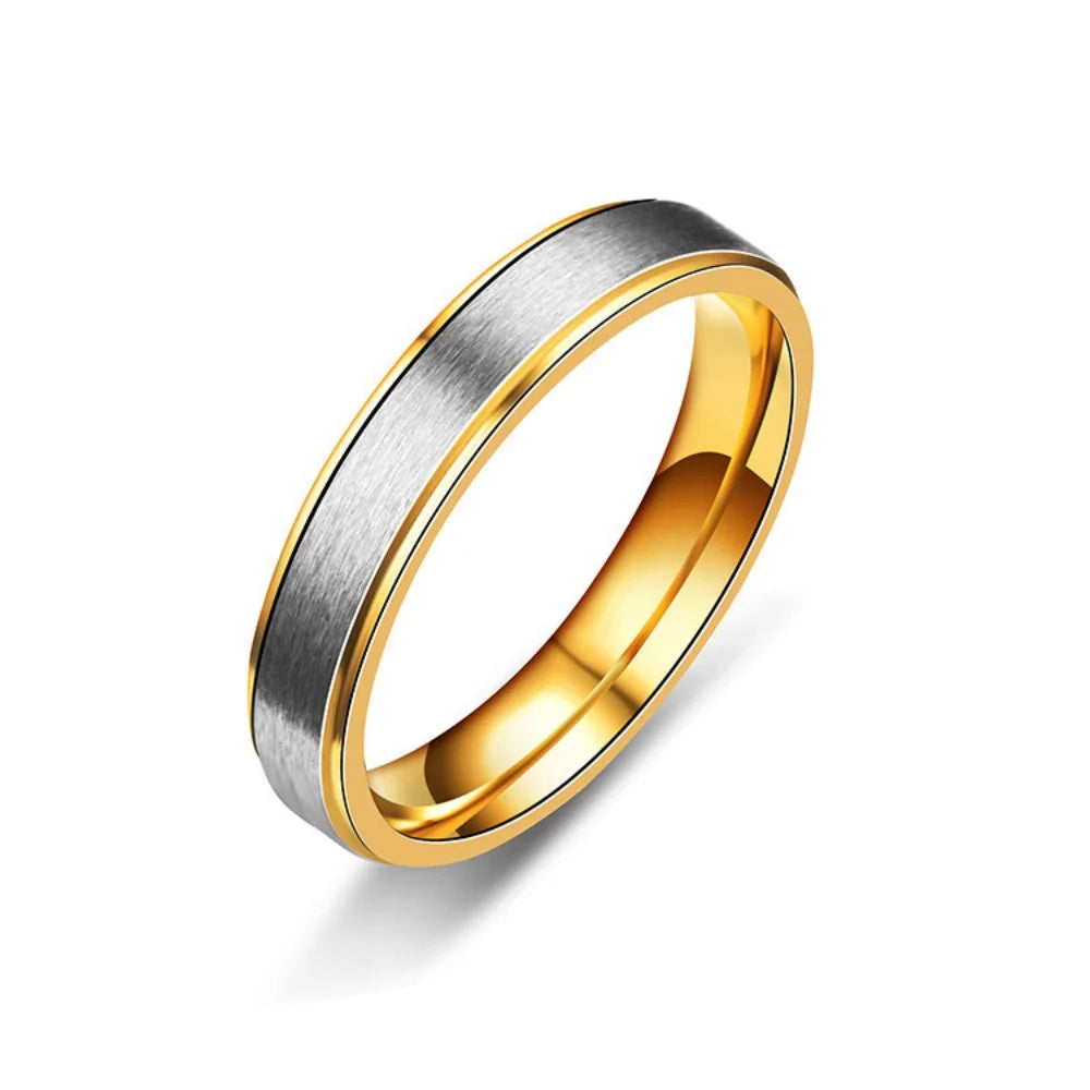 Bagues de couple en acier inoxydable bicolore, anneau brossé et bague sertie, vue 7, King Watch