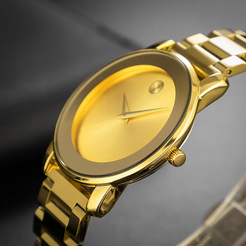 Minimalist watch with clean dial and no numerals, steel bracelet, view 3, King Watch