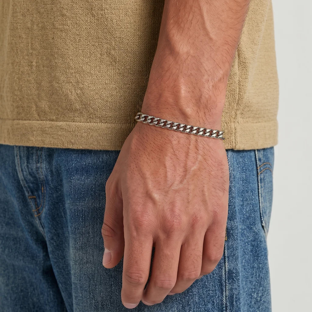 Bracelet chaîne maille en acier inoxydable, finition dorée ou argentée, vue 5, King Watch