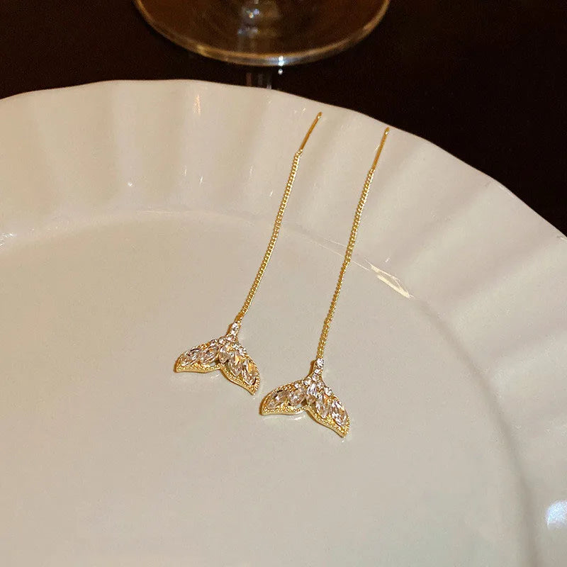Long chain earrings set with crystal, view 5, King Watch