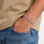 Bracelet chaîne maille en acier inoxydable, finition dorée ou argentée, vue 3, King Watch