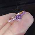 Bague solitaire à pierre ovale et anneau serti de zircones, finition argentée, King Watch
