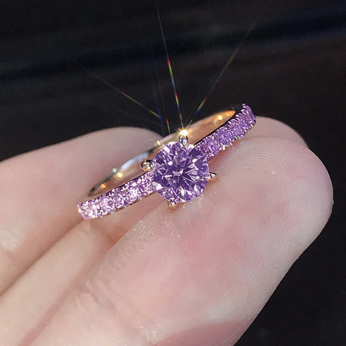 Bague solitaire à pierre ovale et anneau serti de zircones, finition argentée, King Watch