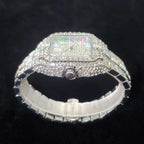 Montre homme iced out carrée à chiffres romains colorés, acier serti de strass, vue 3, King Watch