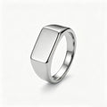 Chevalière homme rectangulaire en acier inoxydable poli, argentée, King Watch