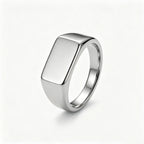 Chevalière homme rectangulaire en acier inoxydable poli, argentée, King Watch