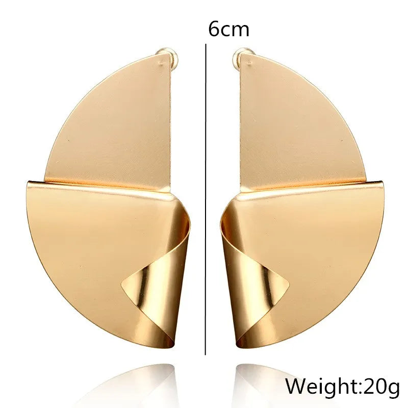 Boucles d'oreilles pendantes en métal doré, grand pli doré, King Watch