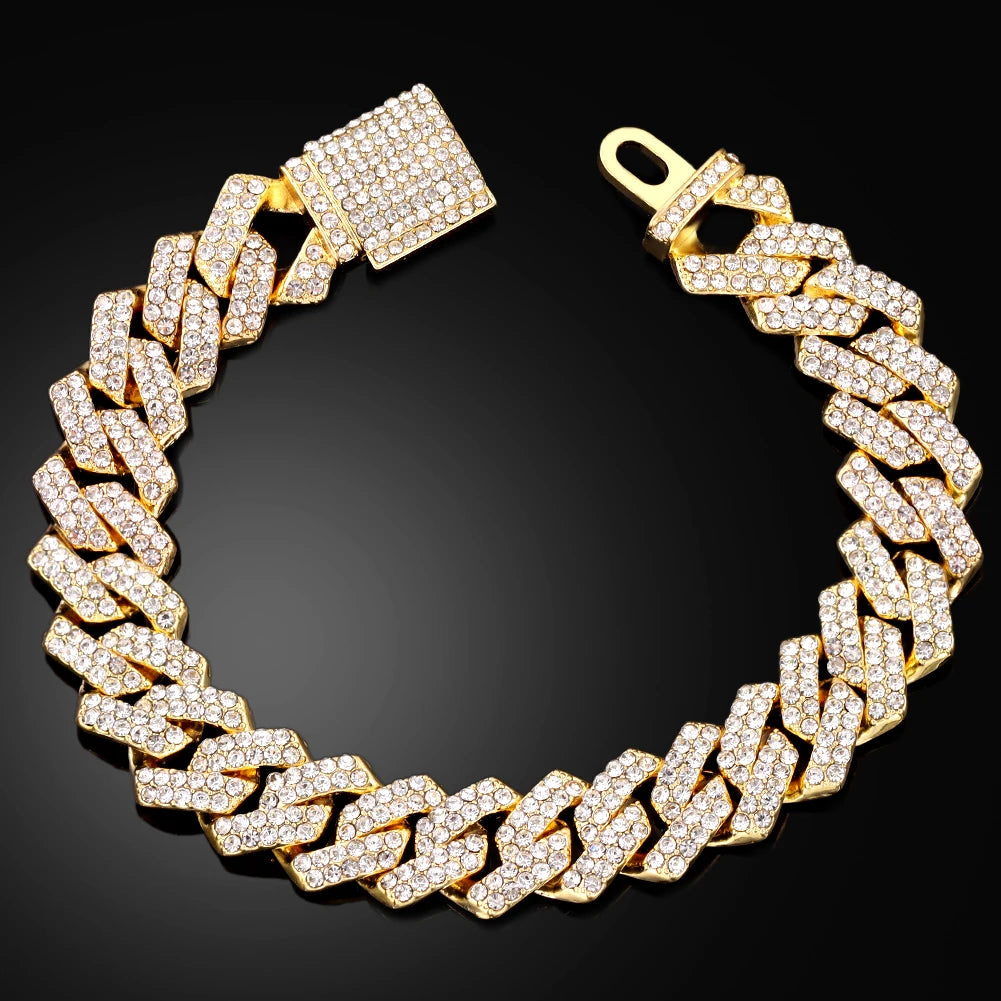 Bracelet maille cubaine iced out serti de strass, vue 2, King Watch