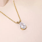 Collier à pendentif goutte serti de zircone sur chaîne fine, King Watch