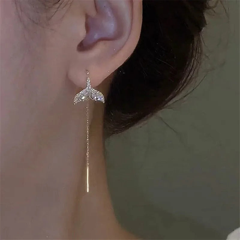 Boucles d'oreilles longues à chaîne serties de cristal, King Watch
