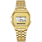 Montre digitale rétro rectangulaire, bracelet en acier inoxydable, vue 4, King Watch