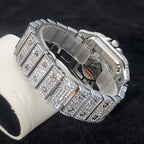 Montre homme iced out carrée à cadran squelette, acier serti de strass, vue 4, King Watch