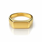 Chevalière homme rectangulaire en acier inoxydable poli, vue 3, King Watch