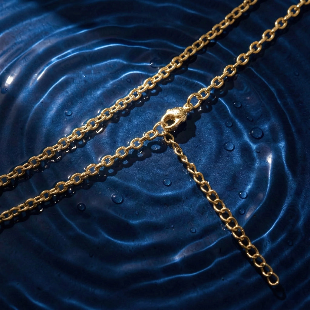 Collier chaîne fine en acier inoxydable, finition acier ou dorée, vue 6, King Watch