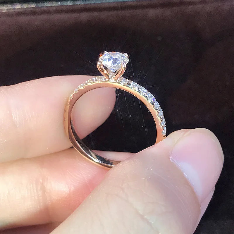Bague solitaire à pierre ovale et anneau serti de zircones, finition argentée, vue 4, King Watch