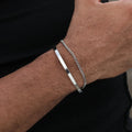Men's stainless steel open bangle and fine curb bracelet, bangle and curb bracelet duo, silver-tone, King Watch