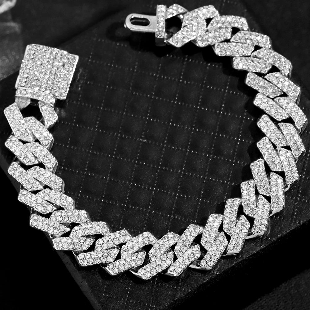 Bracelet maille cubaine iced out serti de strass, vue 6, King Watch