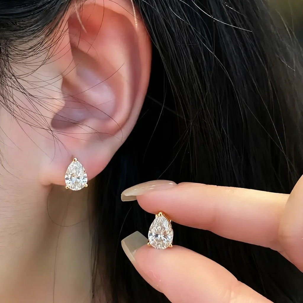 Créoles dorées ornées d'une pierre de zircone, vue 6, King Watch