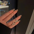 Long chain earrings set with crystal, view 4, King Watch
