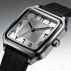Men's square watch with Eastern Arabic numerals, ribbed dial, King Watch