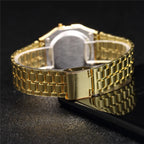 Montre digitale rétro rectangulaire, bracelet en acier inoxydable, vue 7, King Watch