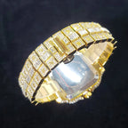 Montre homme iced out carrée à chiffres romains colorés, acier serti de strass, vue 8, King Watch