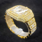 Montre homme iced out carrée à cadran squelette, acier serti de strass, vue 6, King Watch