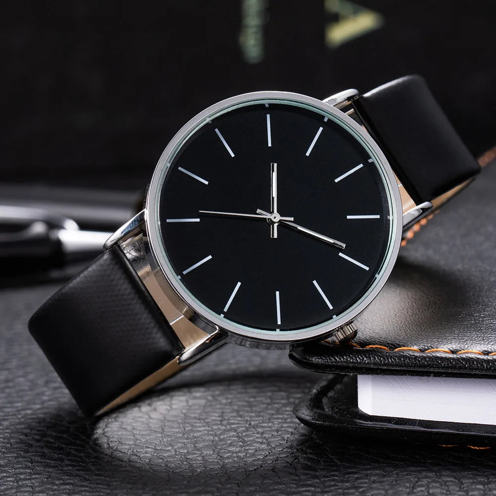 Montre homme analogique à quartz, bracelet en cuir, King Watch