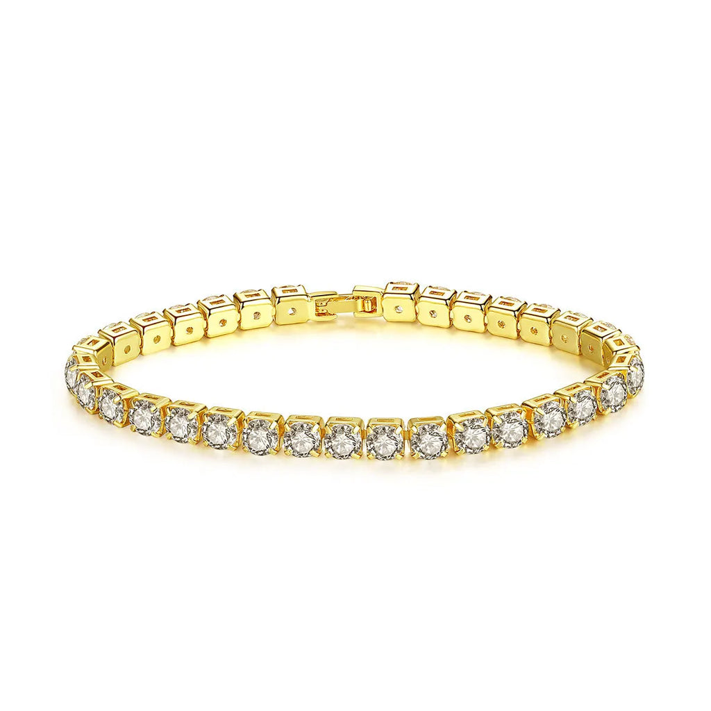 Bracelet tennis serti de zircones de 4 mm, finition dorée ou argentée, vue 7, King Watch