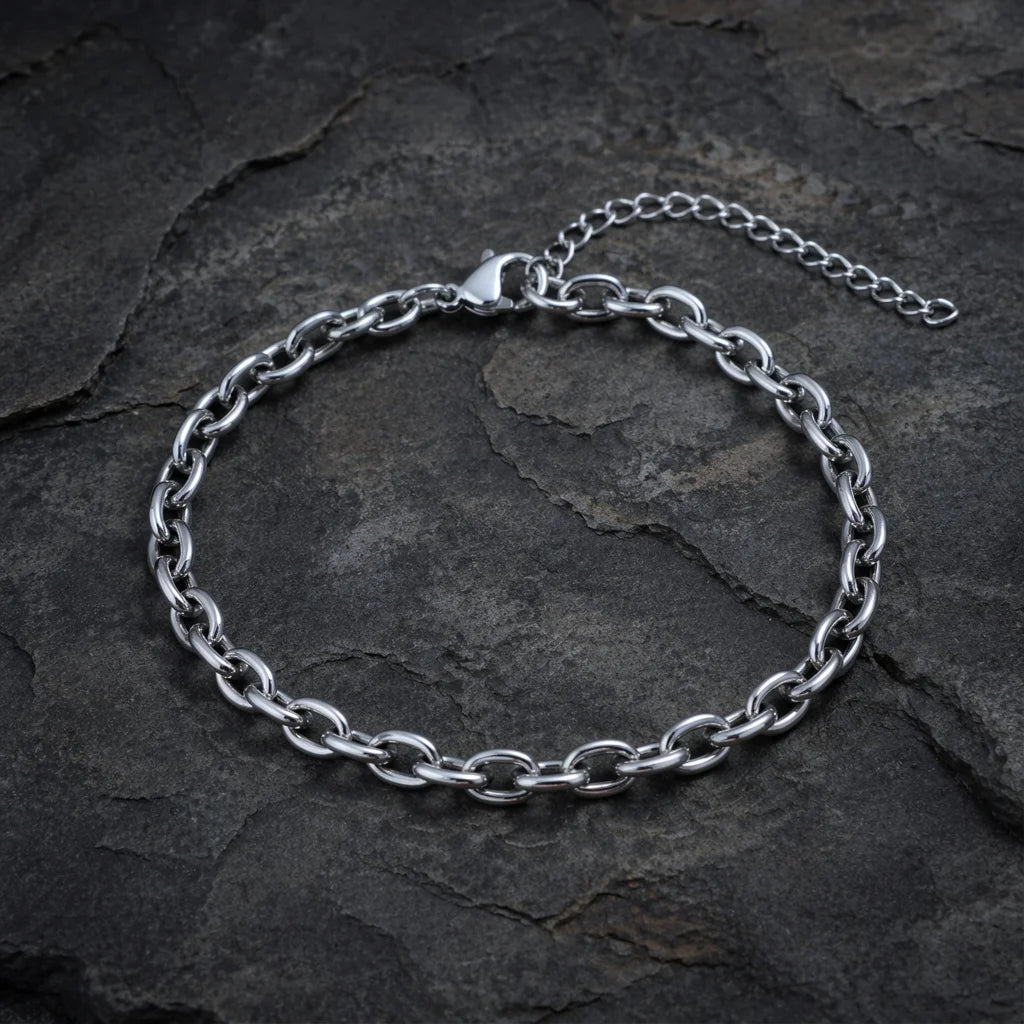 Bracelet homme en maille forçat d'acier inoxydable, vue 5, King Watch