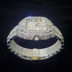Montre homme iced out carrée en acier sertie de strass, vue 3, King Watch