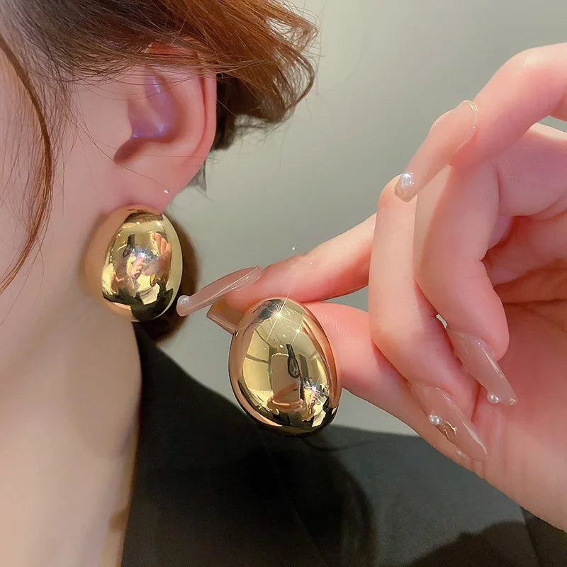 Boucles d'oreilles pendantes en métal doré, goutte bombée dorée, King Watch