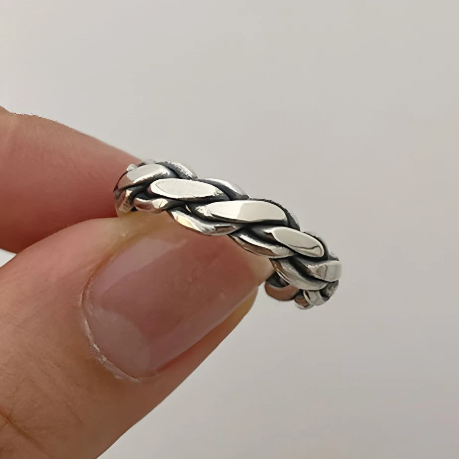 Bague ajustable à anneau ouvert, torsade vieillie, King Watch