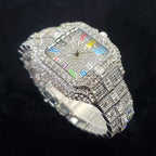 Montre homme iced out carrée à chiffres romains colorés, acier serti de strass, vue 2, King Watch