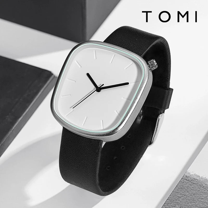 Montre carrée minimaliste aux angles arrondis, cadran sans chiffres, King Watch