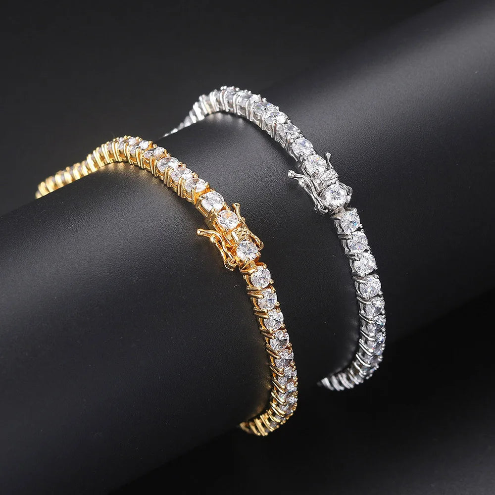 Bracelet tennis iced out, un rang de zircons sertis, King Watch