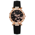 Montre femme à cadran orné de papillons et de strass, bracelet en cuir, vue 10, King Watch