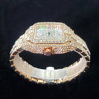Montre homme iced out carrée à chiffres romains colorés, acier serti de strass, vue 11, King Watch