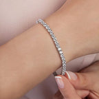 Bracelet tennis serti de zircones de 4 mm, finition dorée ou argentée, vue 5, King Watch
