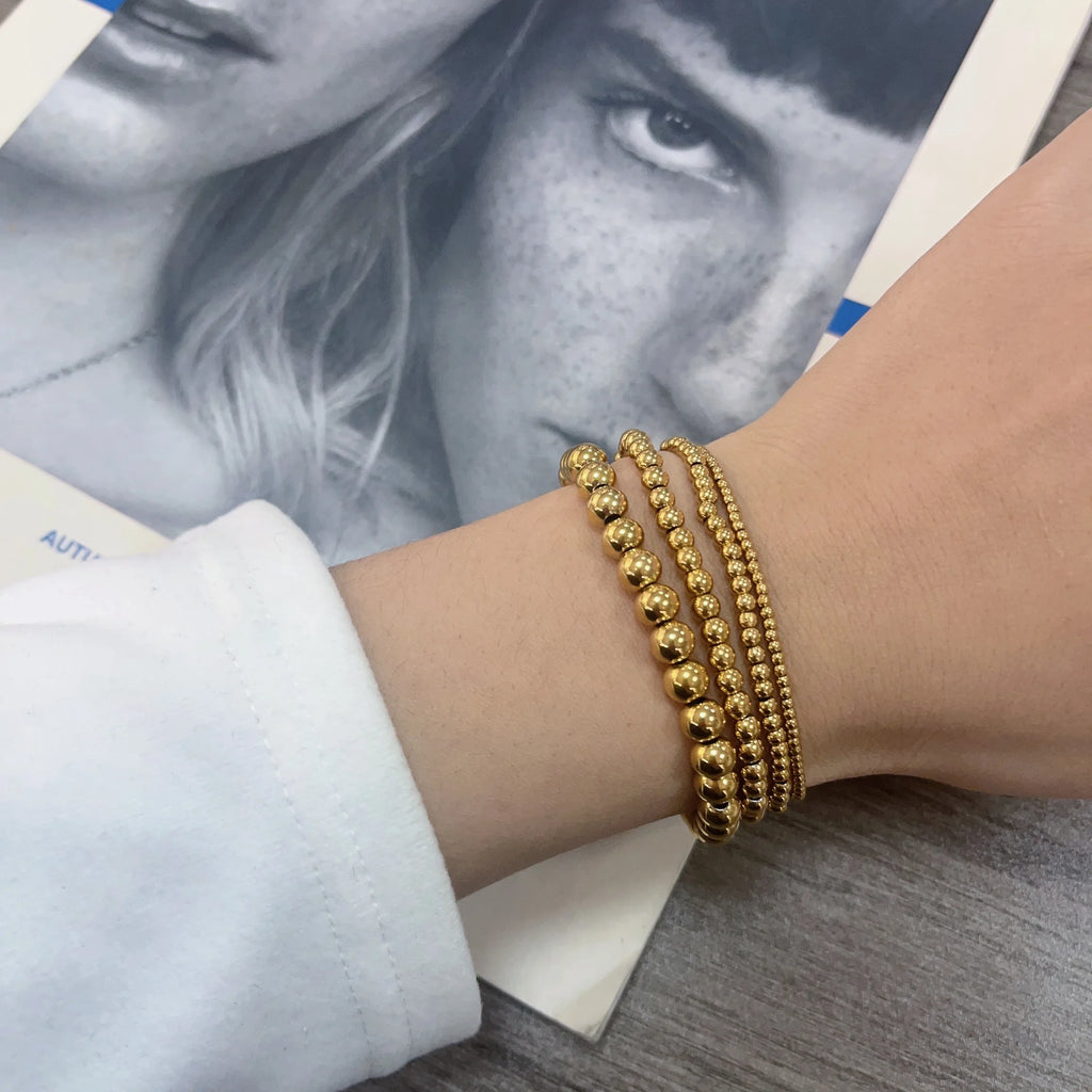 Stretch bracelet with stainless steel beads, view 4, King Watch