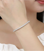 Bracelet tennis serti de zircones de 4 mm, finition dorée ou argentée, vue 4, King Watch