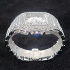 Montre homme iced out carrée à cadran squelette, acier serti de strass, vue 3, King Watch