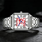 Montre homme carrée à cadran blanc Time is money, bracelet en acier, vue 4, King Watch