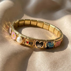 Bracelet à charms italiens en acier doré, maillons émaillés, vue 5, King Watch