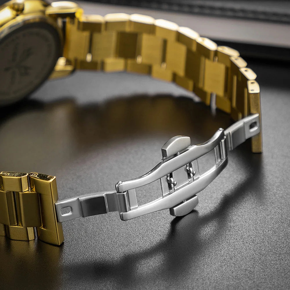 Minimalist watch with clean dial and no numerals, steel bracelet, view 4, King Watch
