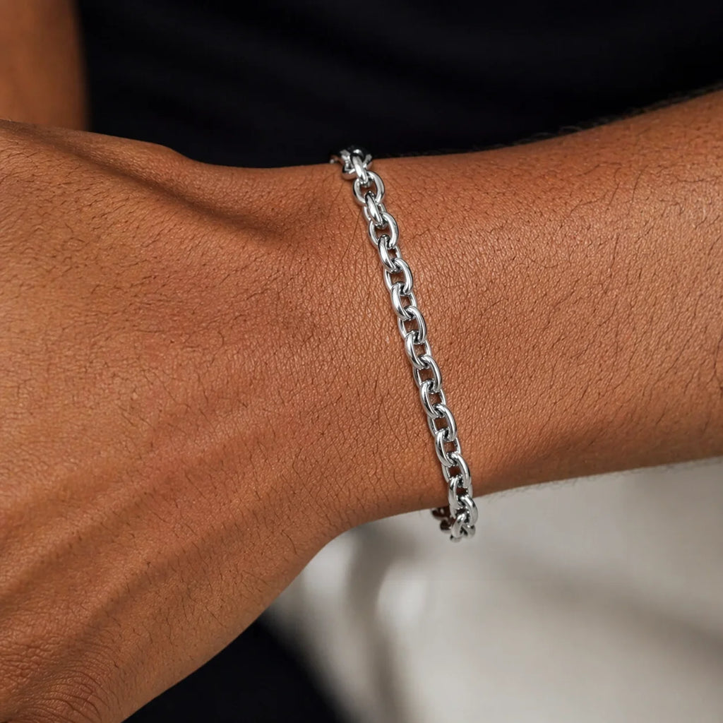 Bracelet homme en maille forçat d'acier inoxydable, King Watch
